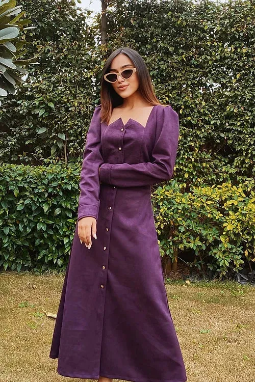 Tyra Purple Suede Dress