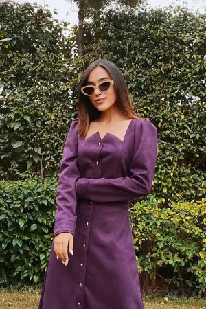 Tyra Purple Suede Dress