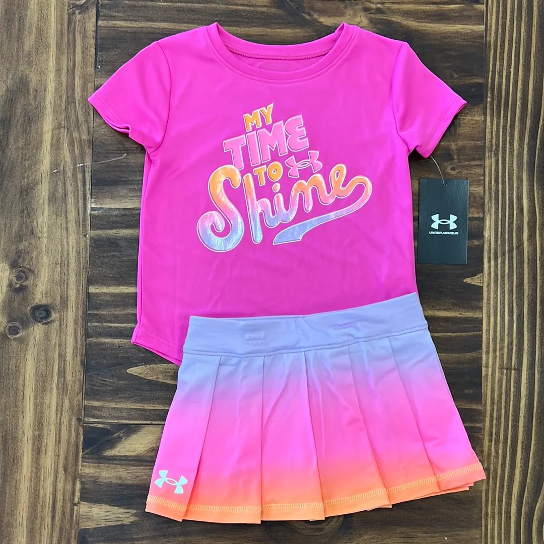 Under Armour Girl UA Time to Shine Short Sleeve Tee - Rebel Pink