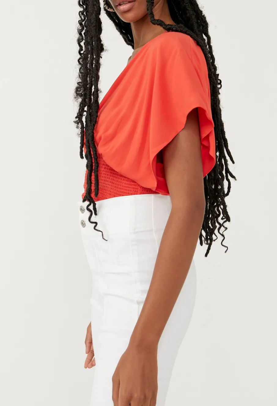 V Neck Tie back Crop Top