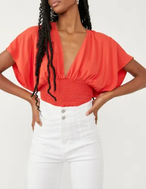 V Neck Tie back Crop Top