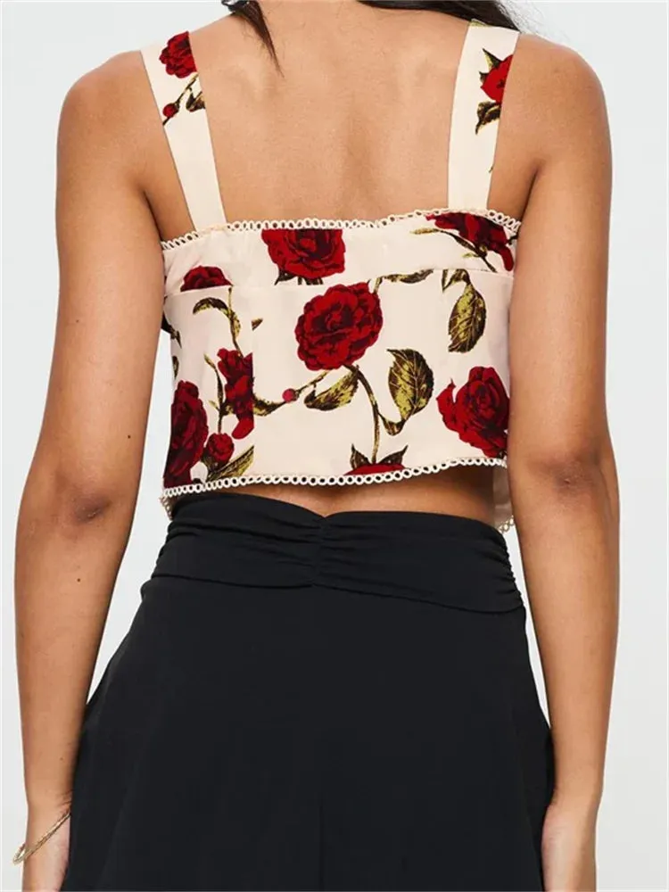 Vintage Floral Front Tie Tank