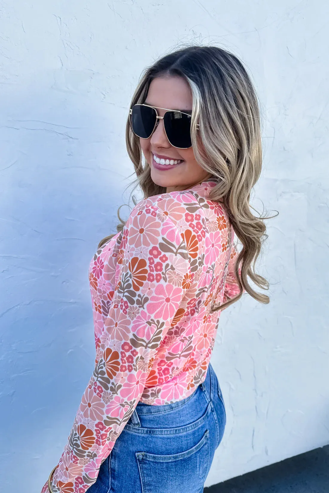 Vintage Floral Mesh Tops