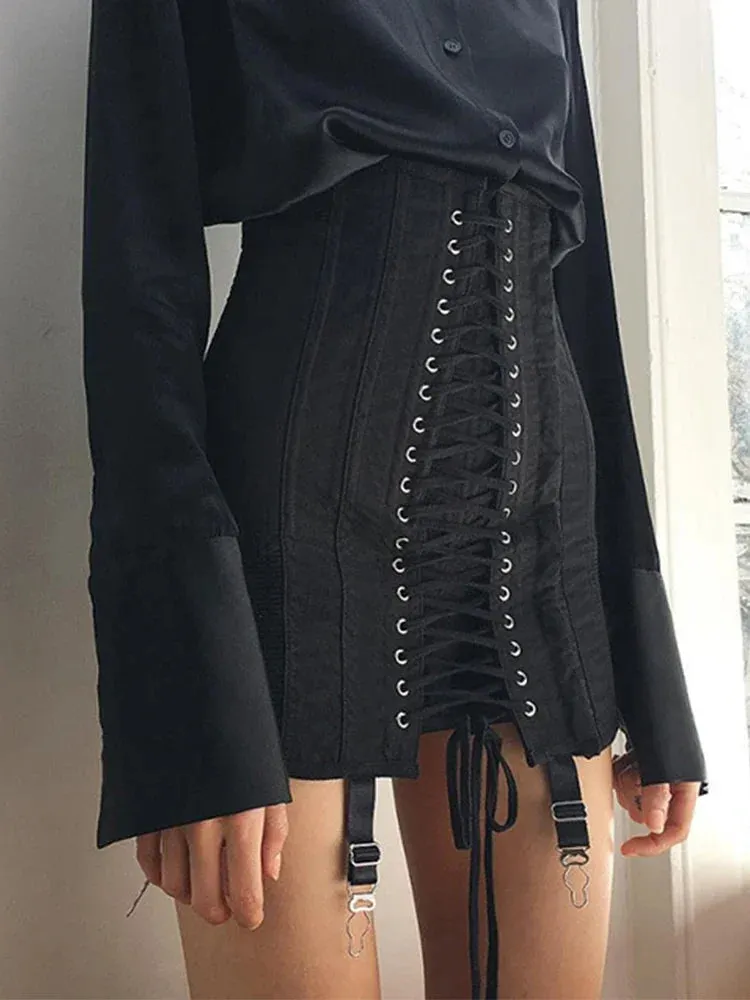Vintage Punk Patchwork High Waist Mini Skirt – Gothic Style