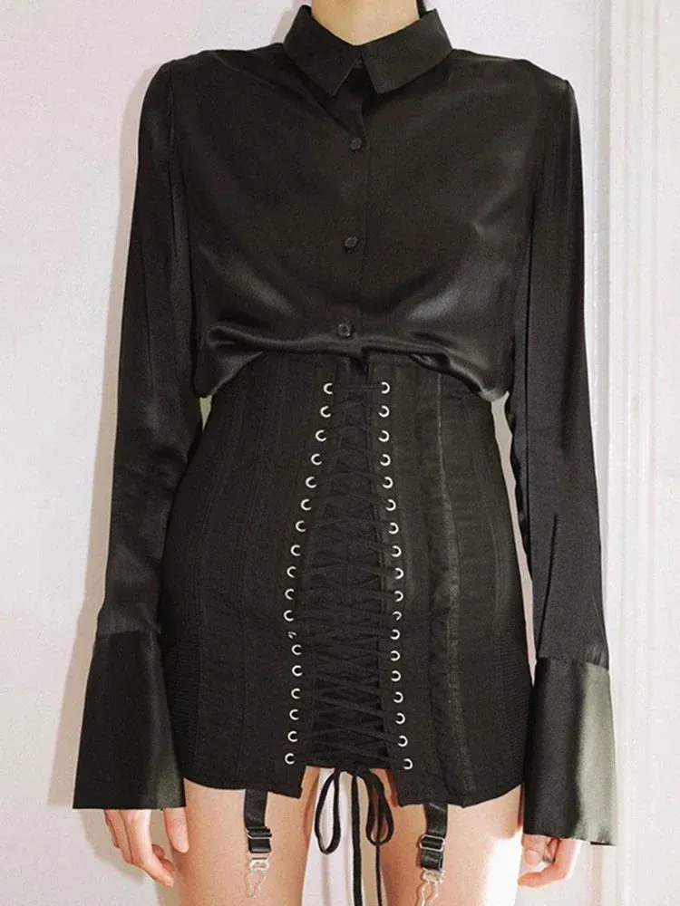 Vintage Punk Patchwork High Waist Mini Skirt – Gothic Style