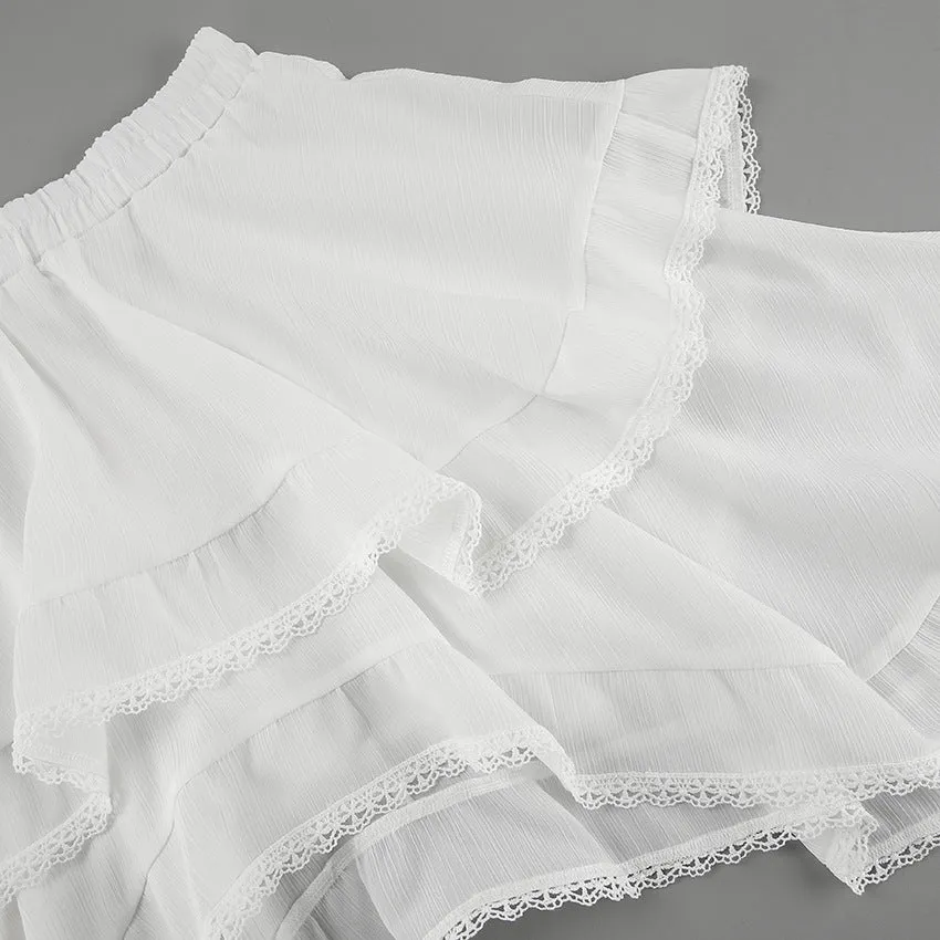 White Lace A Swing Loose Skirt