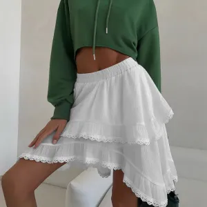 White Lace A Swing Loose Skirt