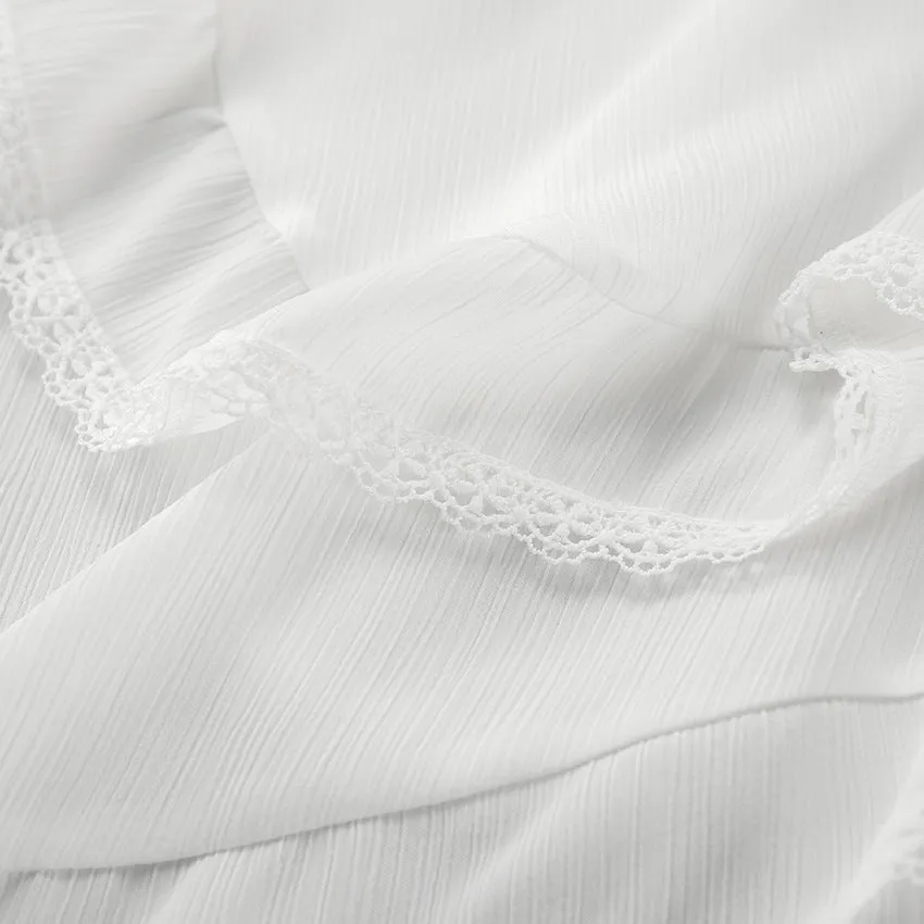 White Lace A Swing Loose Skirt