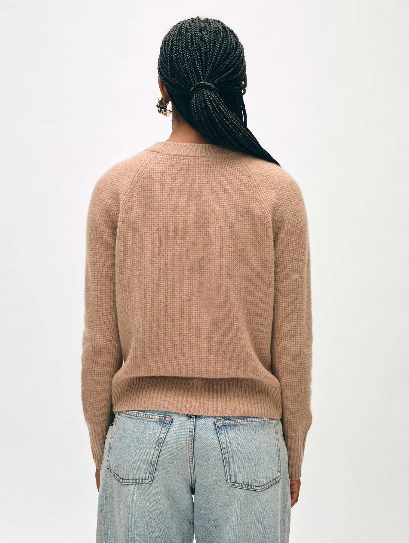 White   Warren - Cashmere Waffle Sweatshirt - True Camel