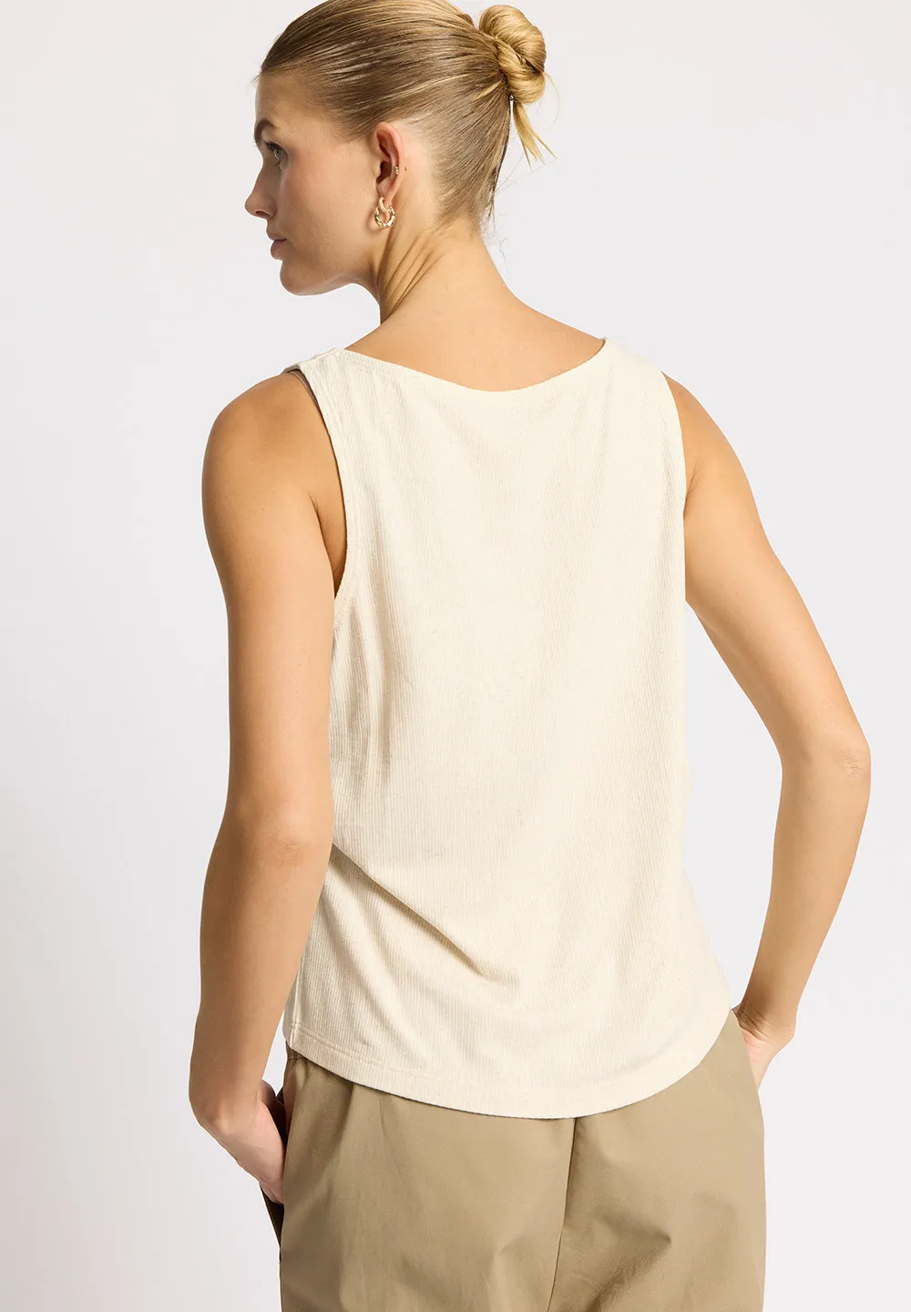 Wide Rib Reversible Top MERCI - soft beige melange