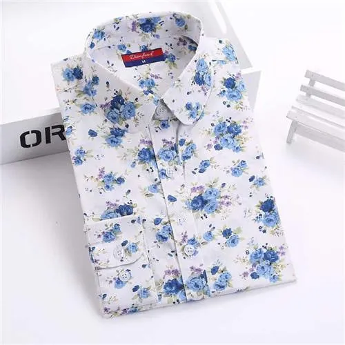 Women Floral Shirts Cotton Long Sleeve Shirt Women Floral Print Shirt Casual Ladies Blouse Turn Down Collar Women Tops