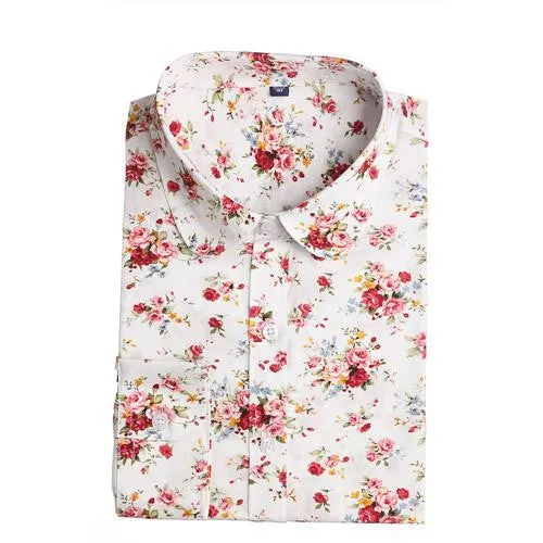 Women Floral Shirts Cotton Long Sleeve Shirt Women Floral Print Shirt Casual Ladies Blouse Turn Down Collar Women Tops