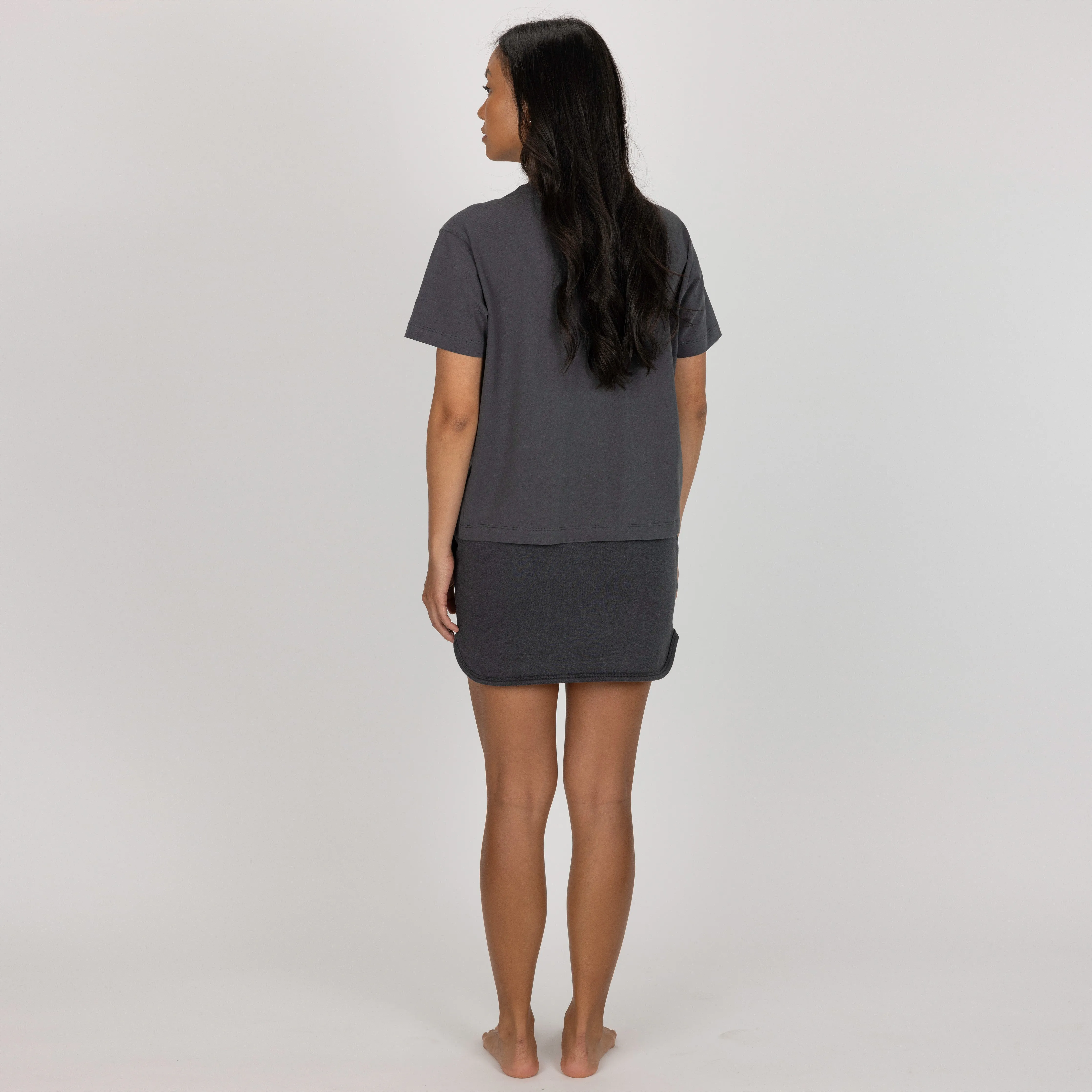 Womens Fleece Straight Mini Skirt - Woodland Grey