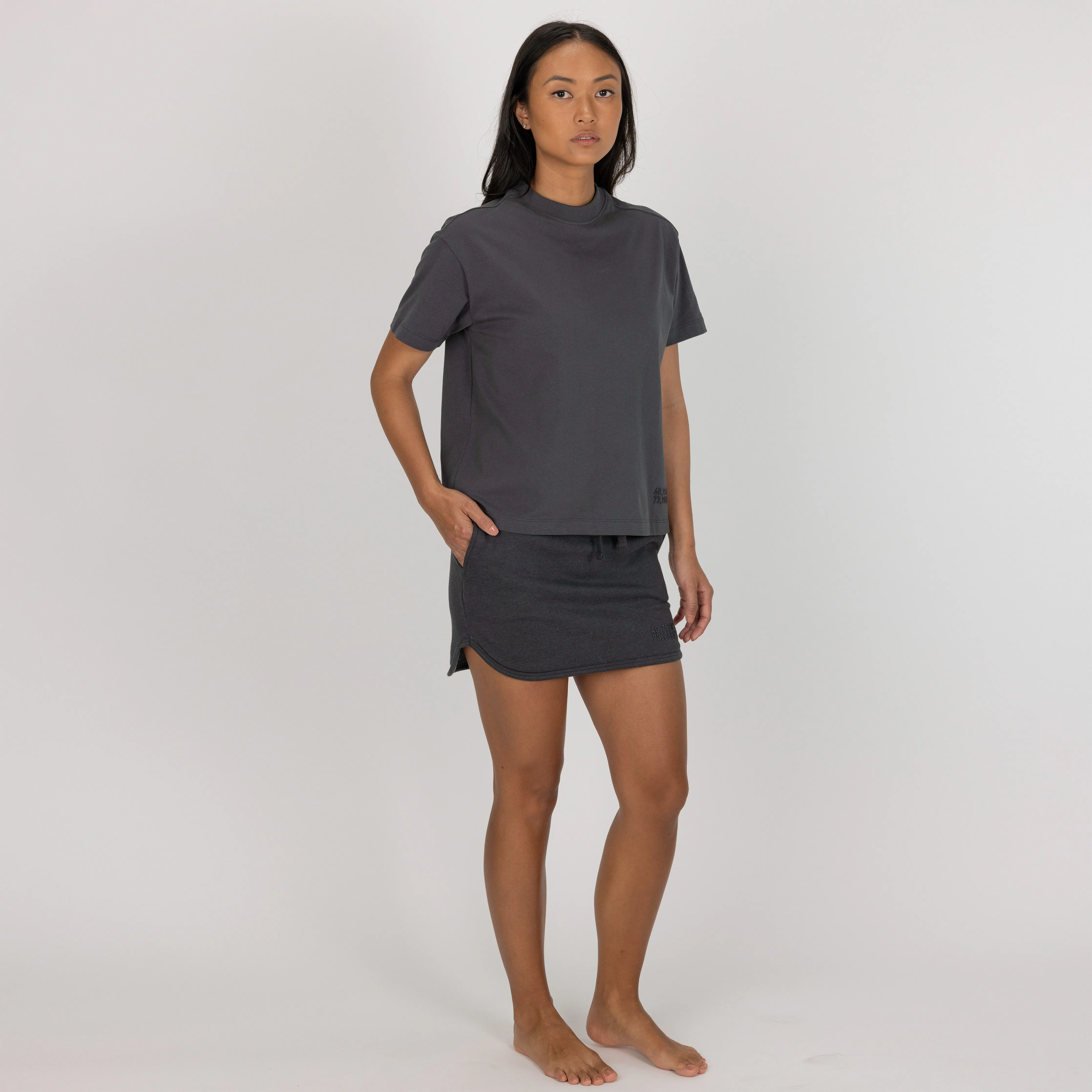 Womens Fleece Straight Mini Skirt - Woodland Grey