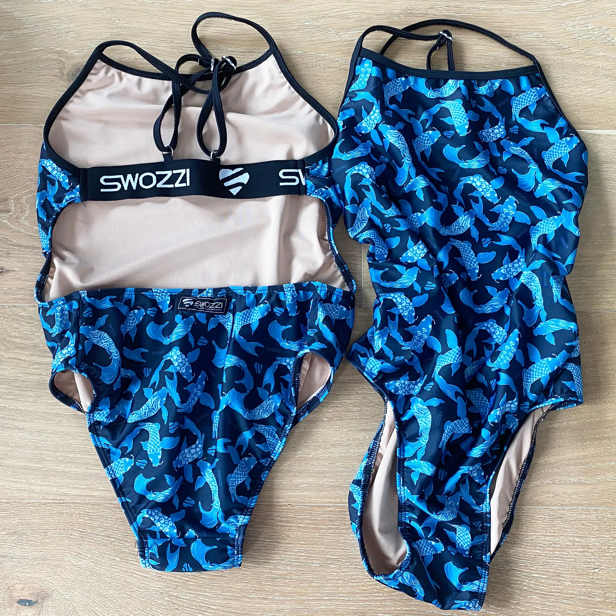 Women's One Piece Elastic Strap Back Koi Fish