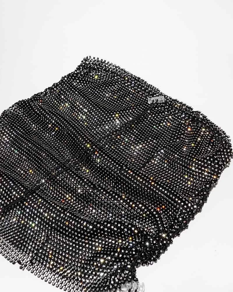 Wondering Ruched Glitter Mini Skirt