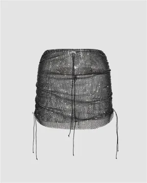 Wondering Ruched Glitter Mini Skirt