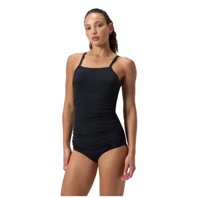 W's Adjustable Solid Shirred One Piece