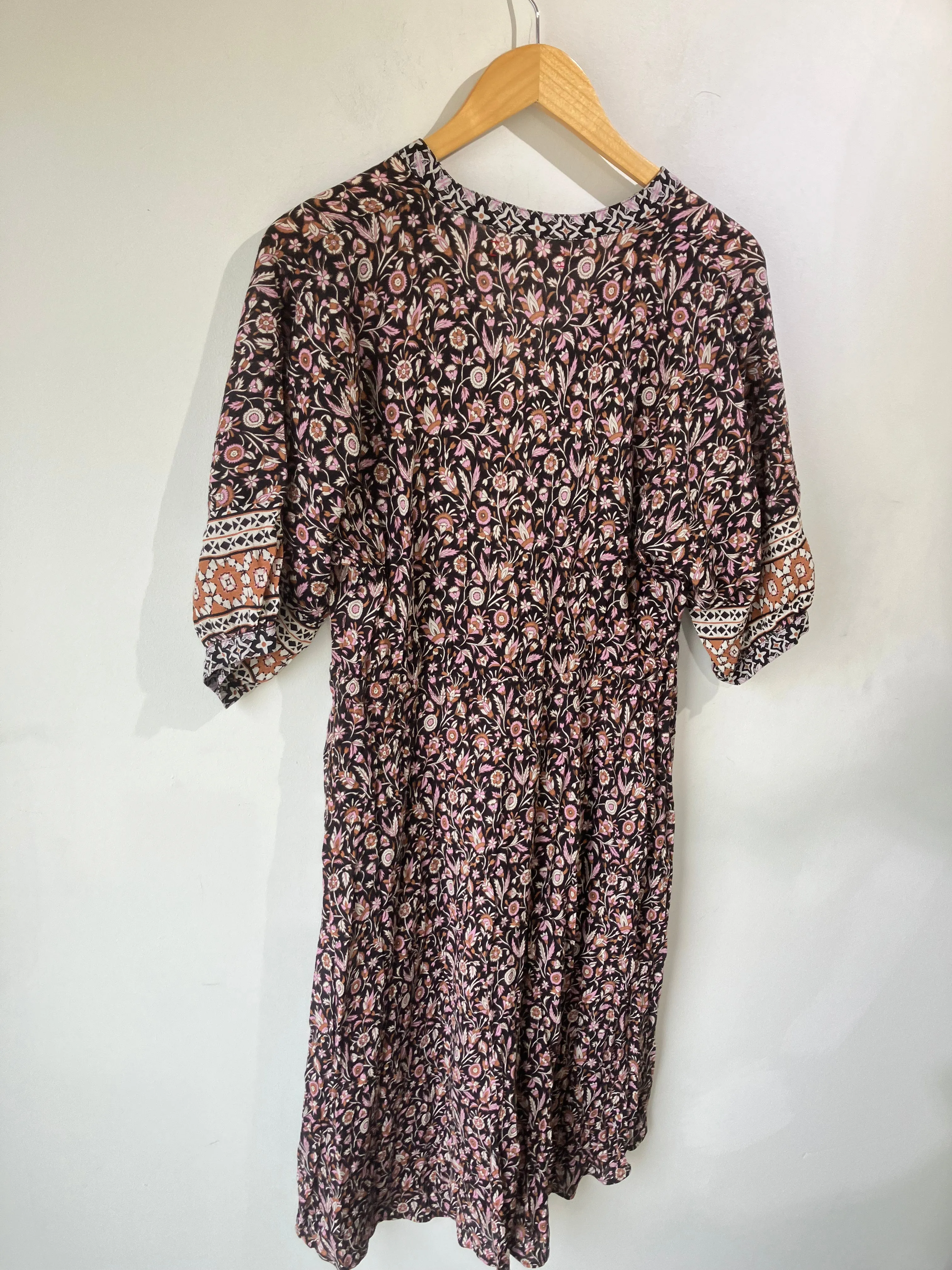 Xirena Black, White, and Pink Floral Midi Dress