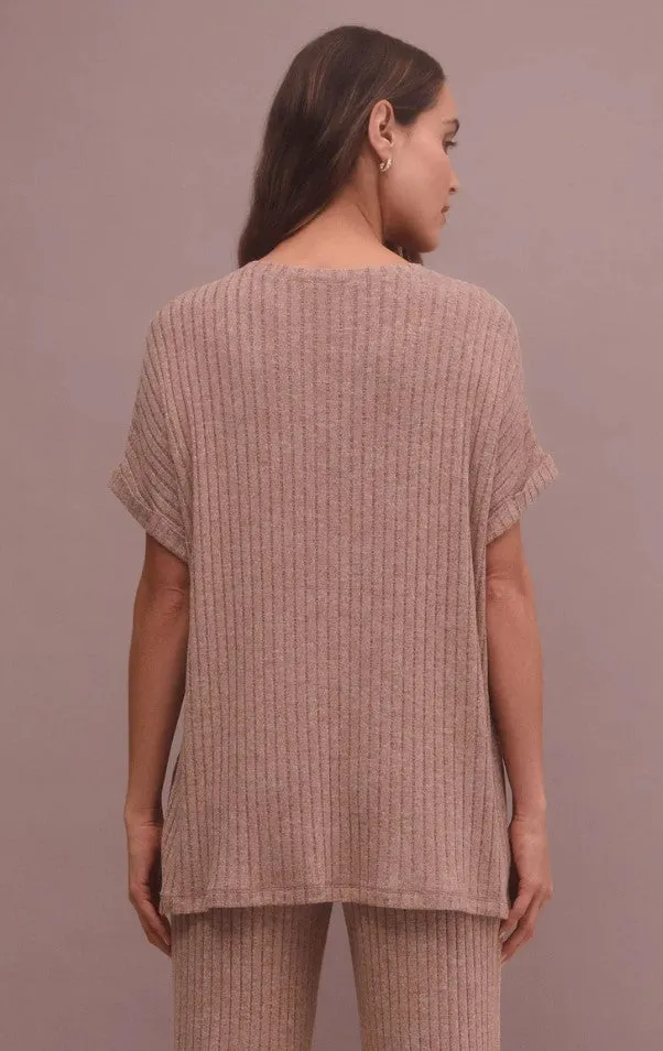 Z Supply Take It Easy Rib Tunic; Violet Heather/Bone
