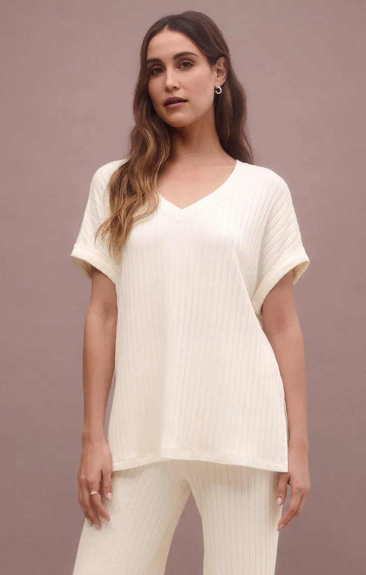 Z Supply Take It Easy Rib Tunic; Violet Heather/Bone