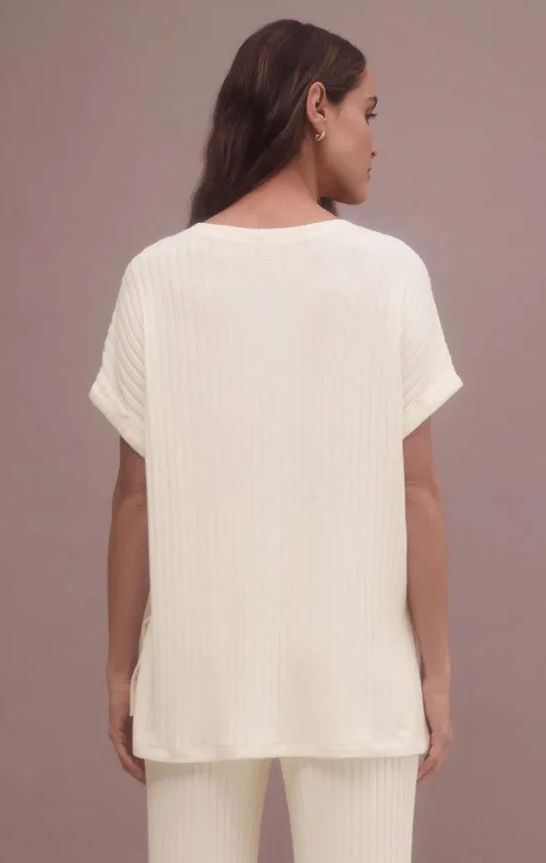 Z Supply Take It Easy Rib Tunic; Violet Heather/Bone